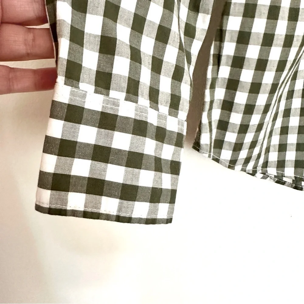J. Crew Men’s Gingham Plaid Button Down Shirt Green White Size Small